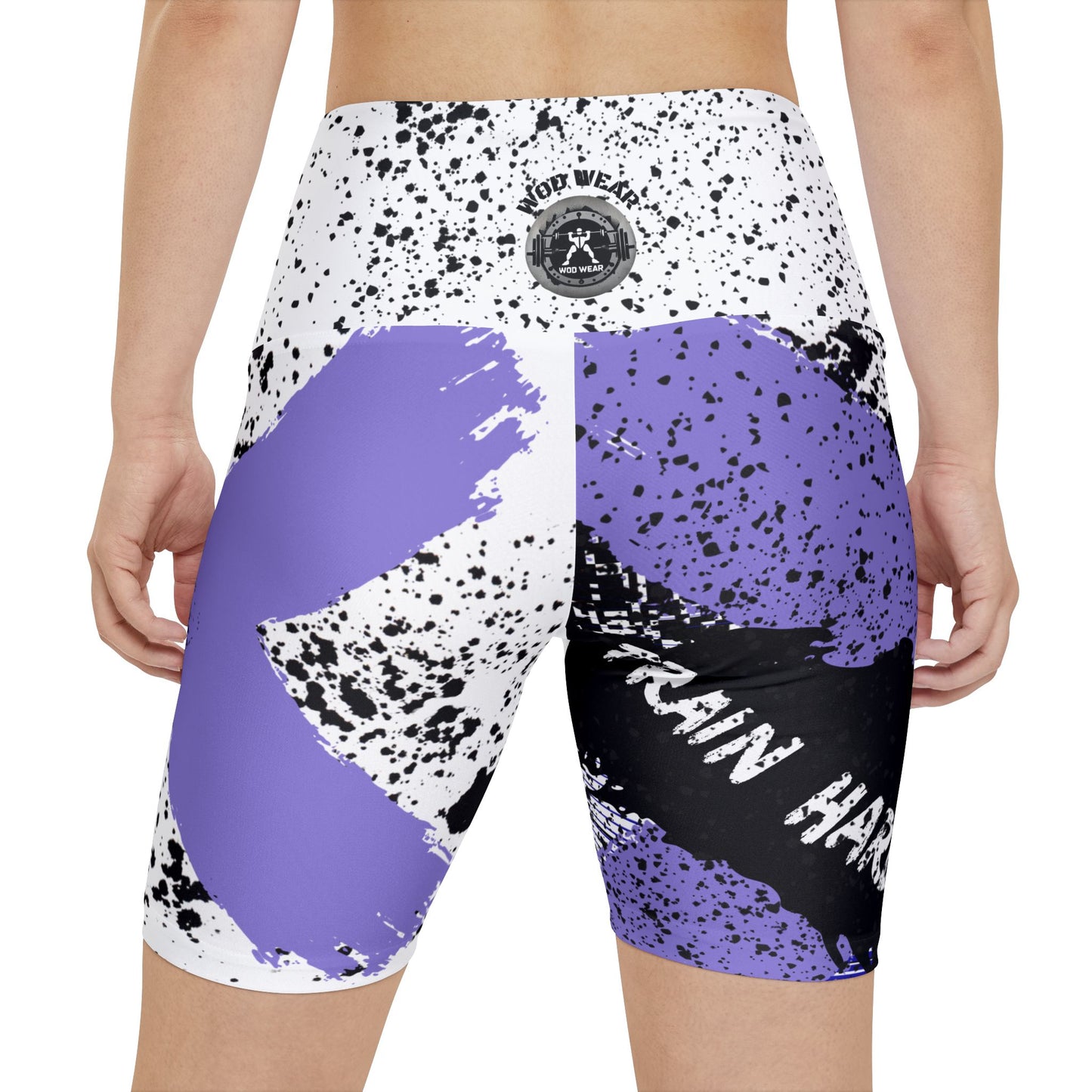 'Train Hard' Paint Splatter Workout Shorts