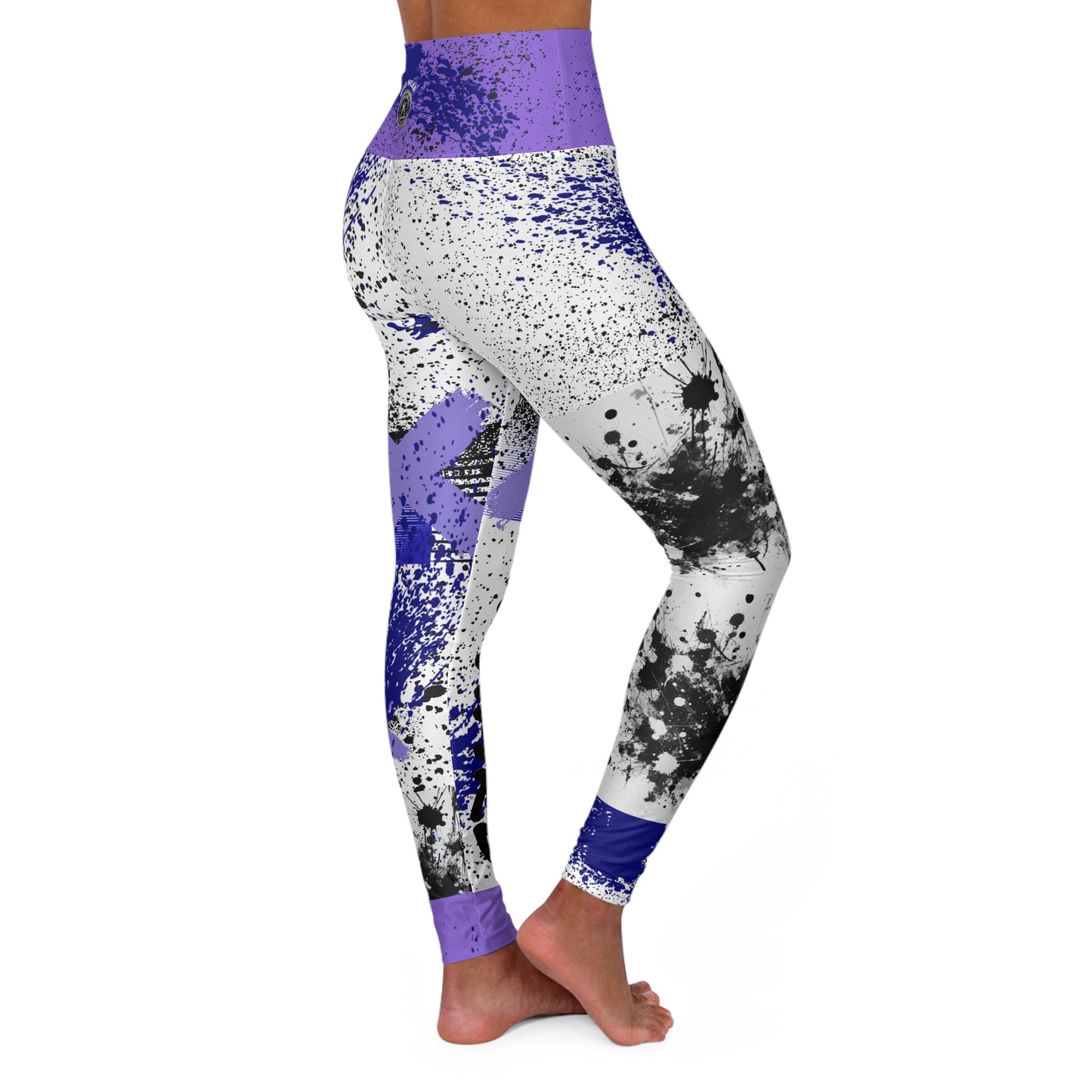 'Train Hard' Paint Splatter High Waisted Athletic Leggings