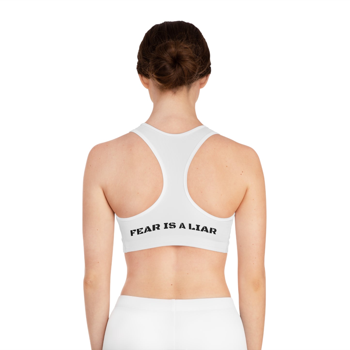 'Fear is a Liar' Sports Bra (White)