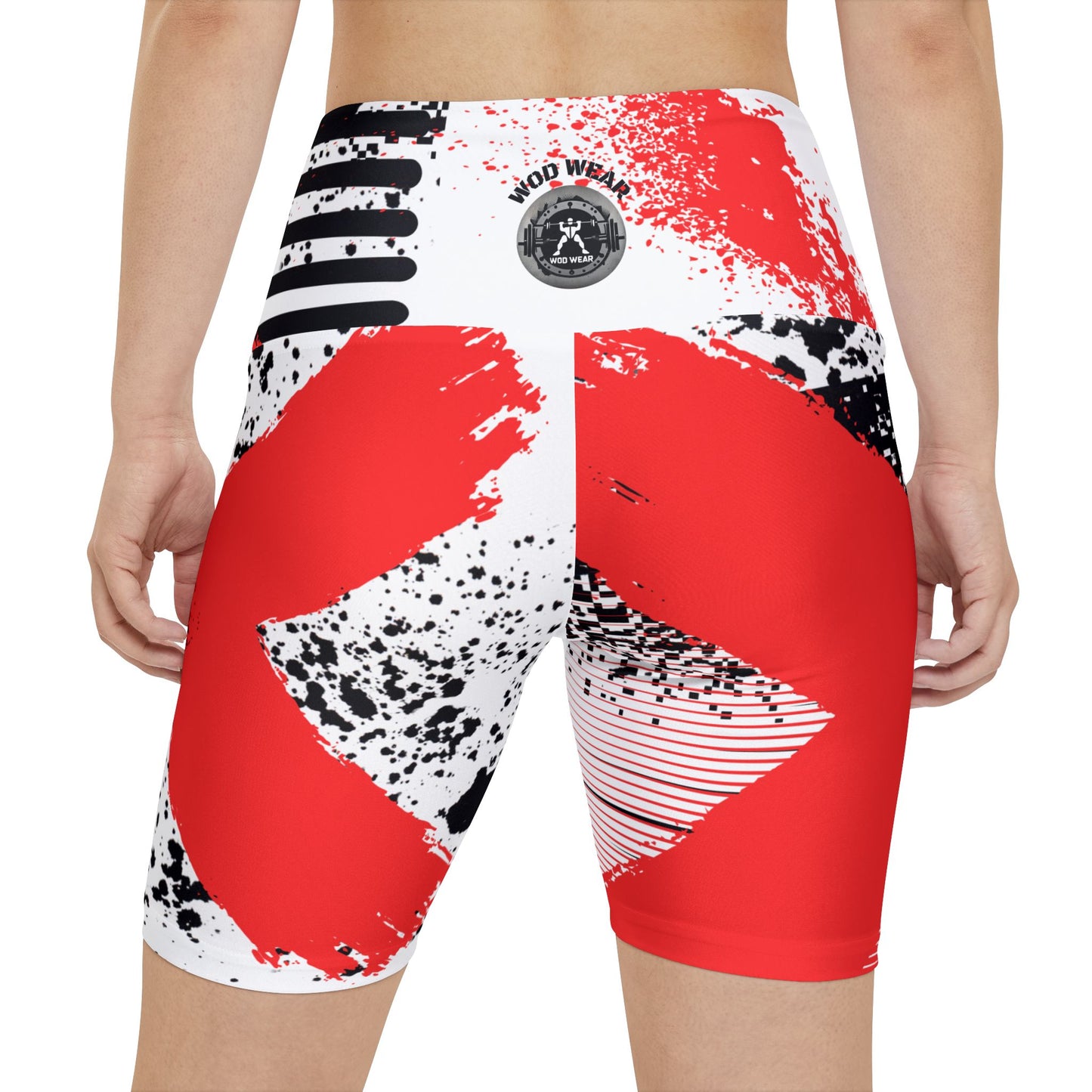 'Train Hard' Red Graffiti Workout Shorts