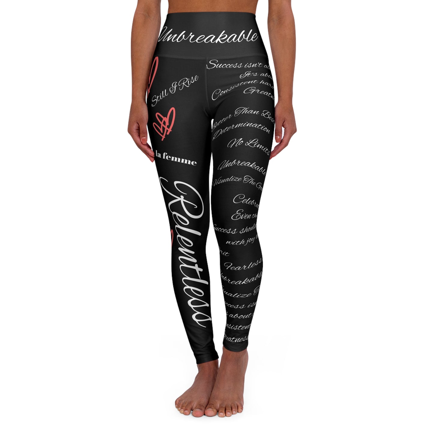 'Unbreakable La Femme Script' Black WOD WEAR High Waisted Athletic Leggings