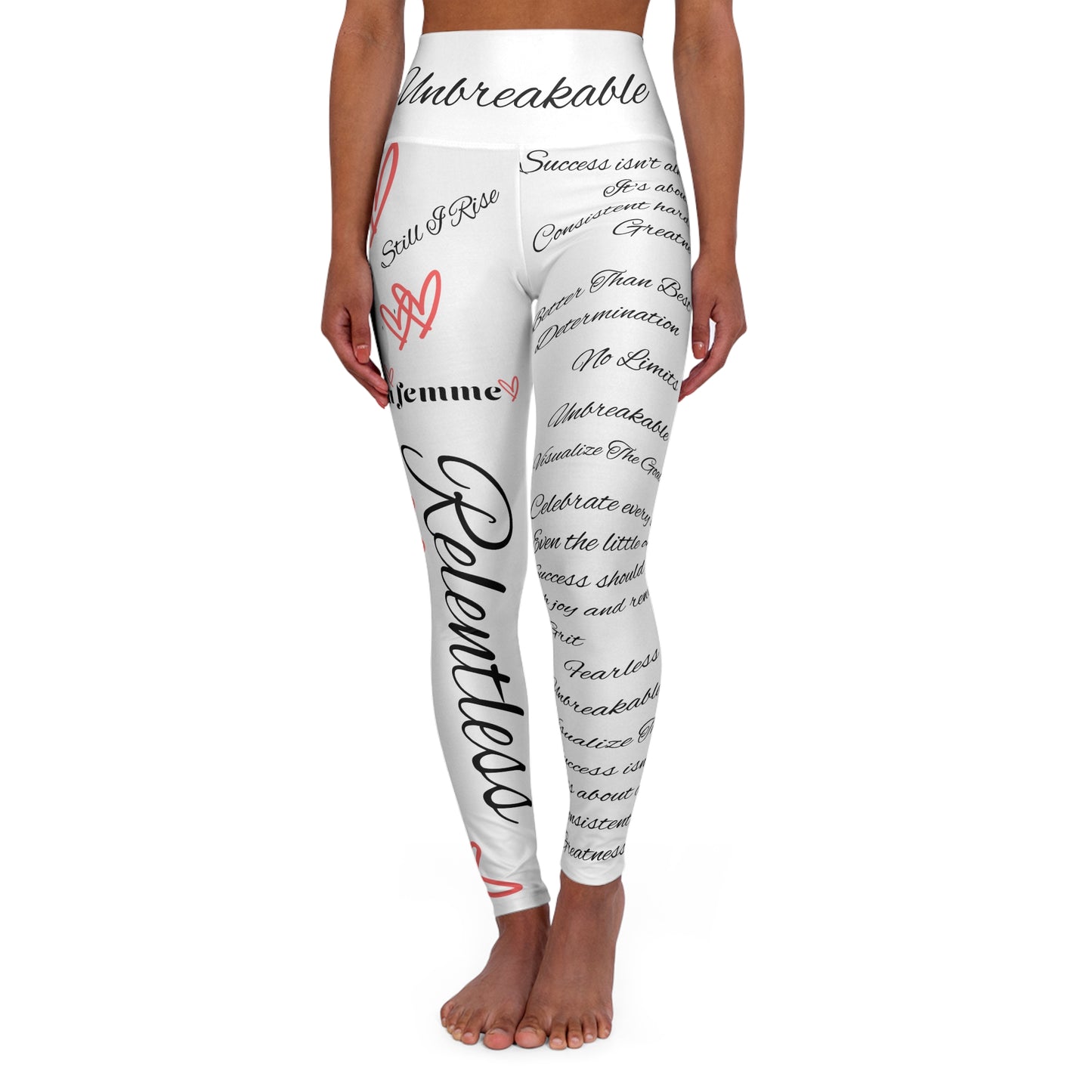 'Unbreakable La Femme Script' White WOD WEAR High Waisted Athletic Leggings