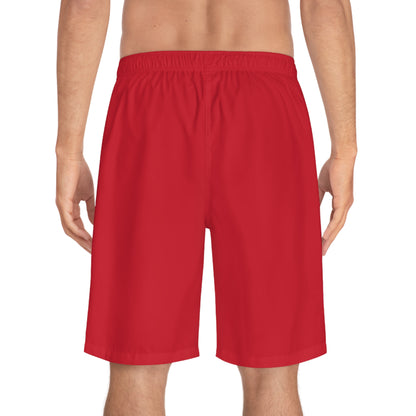 Men's Dark Red 'WOD WEAR' Board Shorts (AOP)