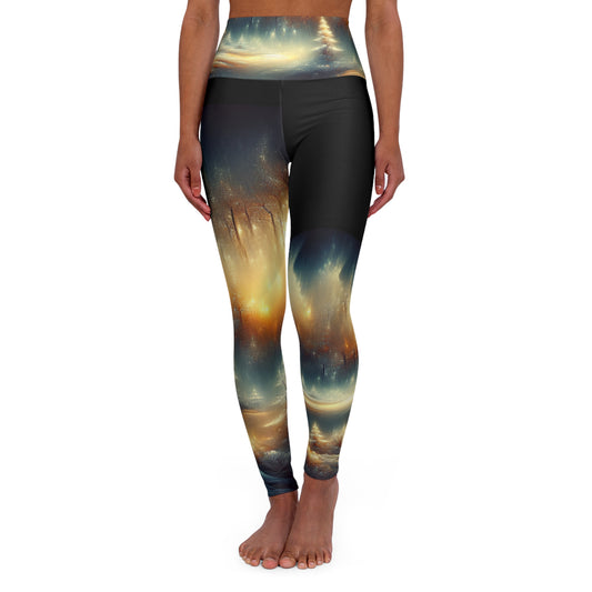 'Golden Winter Eve' High Waisted Athletic Leggings