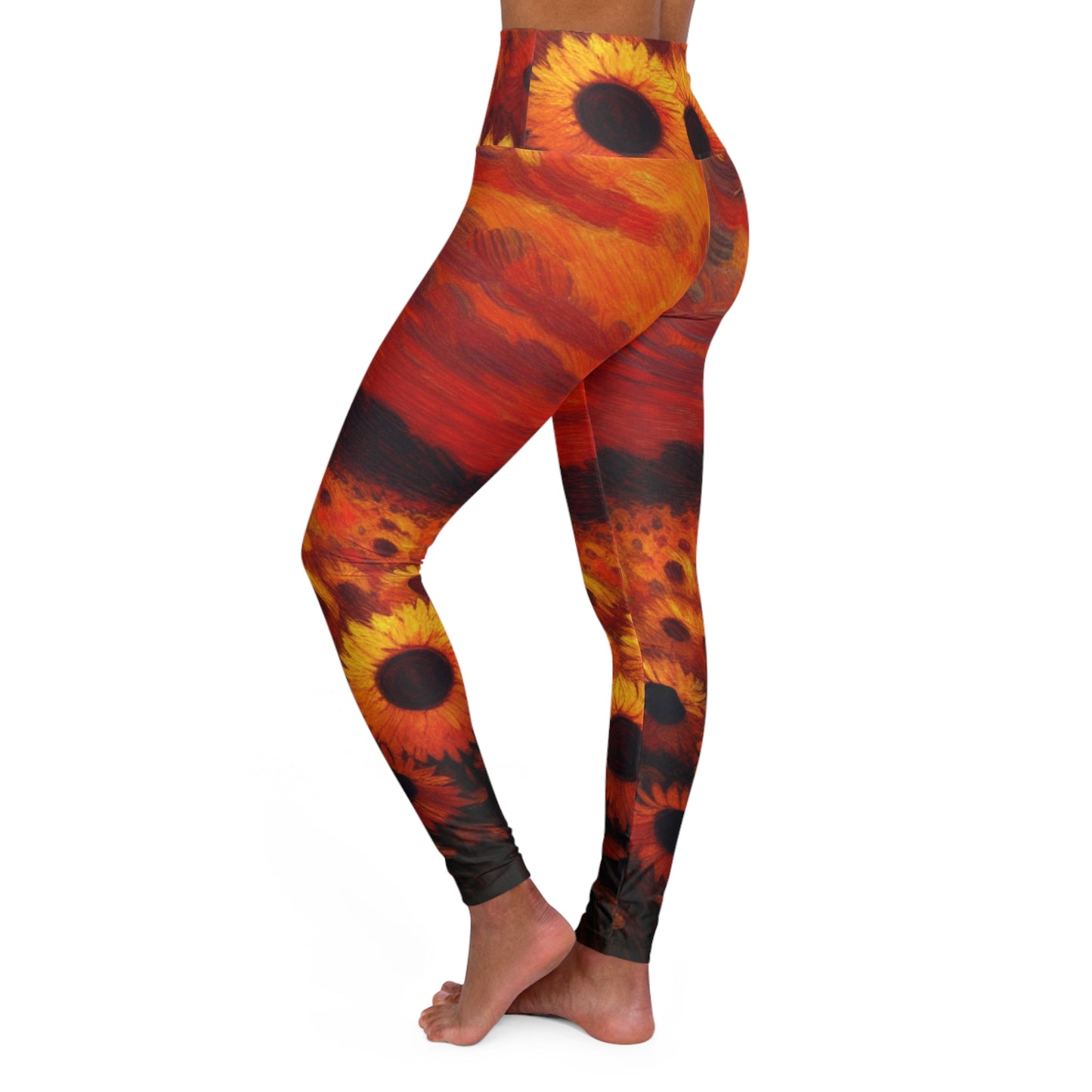 'Sunflower Sunset' High Waisted Athletic Leggings