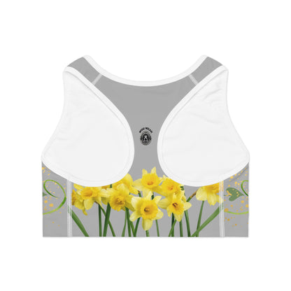 'Daffodil Days' Sports Bra - Vibrant Floral Athletic Wear for Active Women