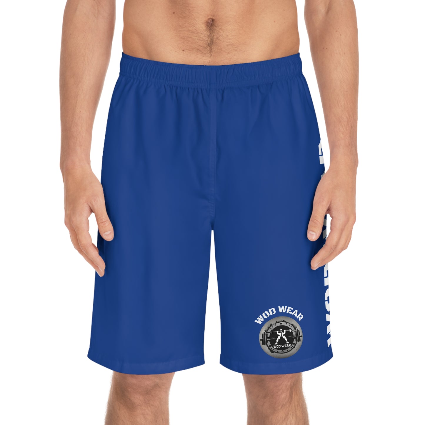 Men's Blue 'WOD WEAR' Board Shorts (AOP)