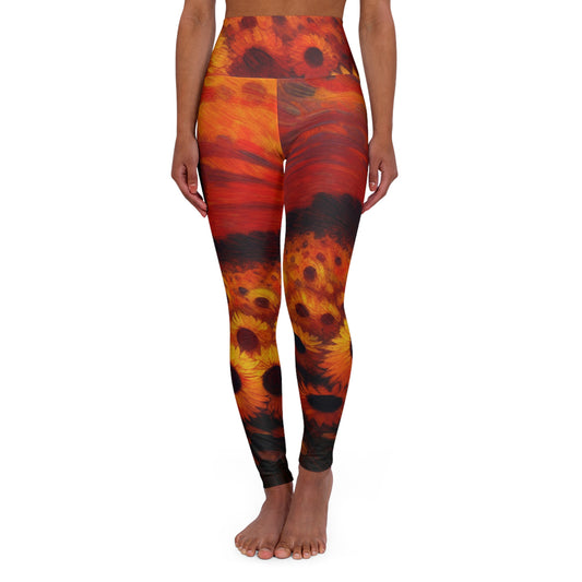 'Sunflower Sunset' High Waisted Athletic Leggings