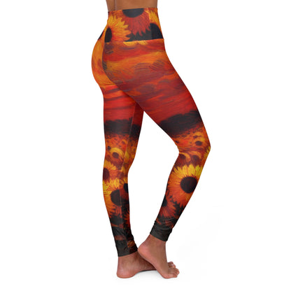 'Sunflower Sunset' High Waisted Athletic Leggings