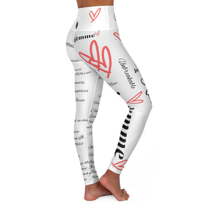 'Unbreakable La Femme Script' White WOD WEAR High Waisted Athletic Leggings