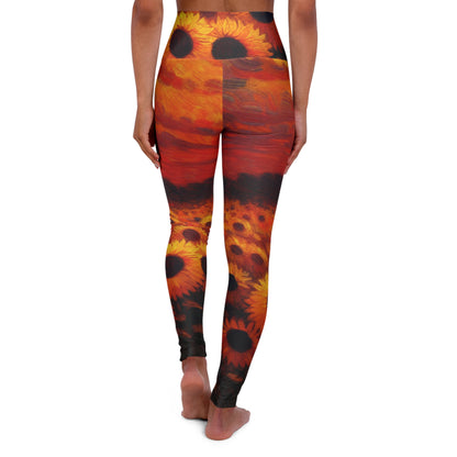 'Sunflower Sunset' High Waisted Athletic Leggings