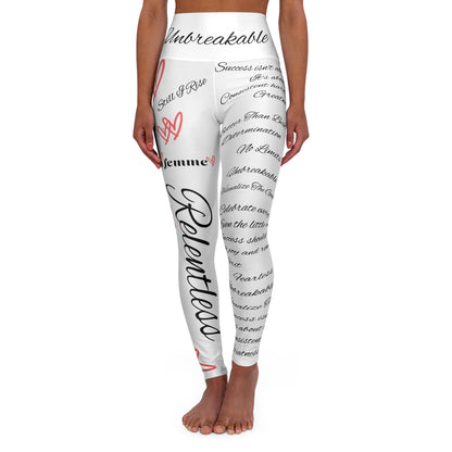 'Unbreakable La Femme Script' White WOD WEAR High Waisted Athletic Leggings