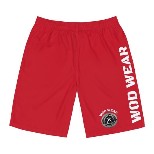 Men's Dark Red 'WOD WEAR' Board Shorts (AOP)